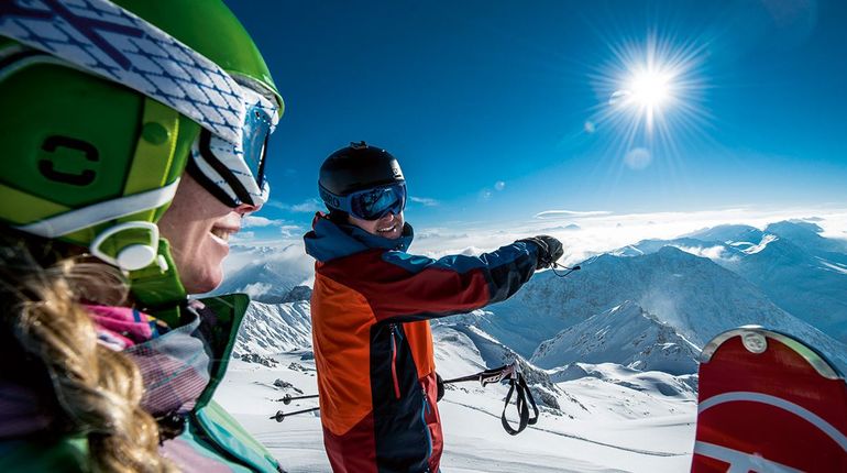 Skifahrer Kaiserwetter Davos 