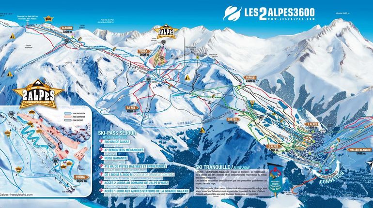 Pistenplan Les 2 Alpes Skiurlaub 